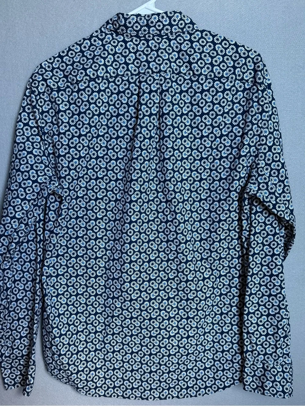 J. Crew Shirt Mens Medium Blue Floral Slim Secret Wash Organic Cotton Stretch